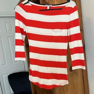 Striped boat neck Express top